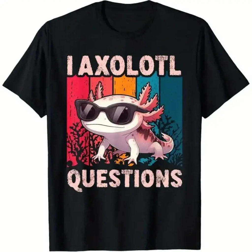 I Axolotl Questions Funny Retro Graphic T-Shirt
